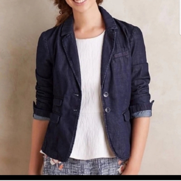 Anthro pilcro and the letterpress denim blazer - Picture 1 of 11